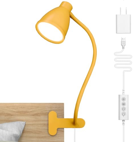 BOHON Clip on Light, Desk Lamp with Clamp, 5 Color 10 Brightness Yellow