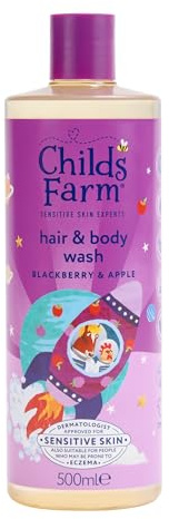 Childs Farm Kids Hair & Body Wash, Blackberry & Apple | Tear-free, Gently Cleanses | Suitable for Dry, Sensitive Skin, 500ml