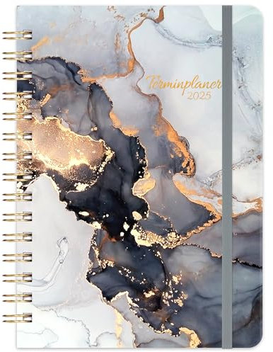 2025 Kalender - Terminplaner 2025, Kalender Januar 2025 - Dezember 2025, Wochenplaner, Organizer, A5 Terminplaner mit Einstecktasche, 21.4 cm × 14.6 cm, Schwarz