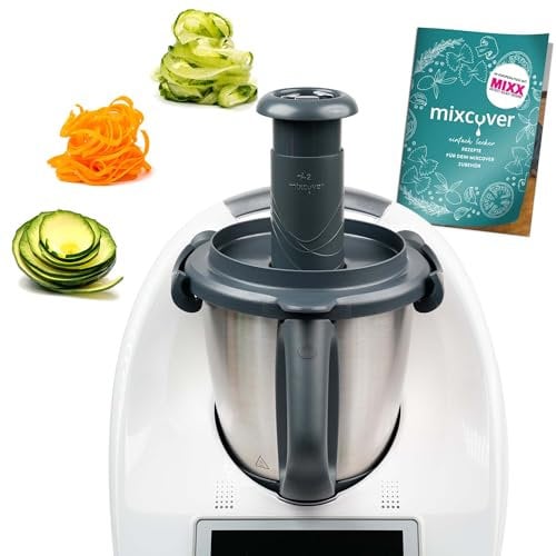 mixcover Spiralschneider mit Ebook kompatibel mit Thermomix TM5 TM6 für Gemüsepasta Gemüsenudeln Gemüsehobel gemüsereibe elektrisch GemüseStyler Rezeptheft