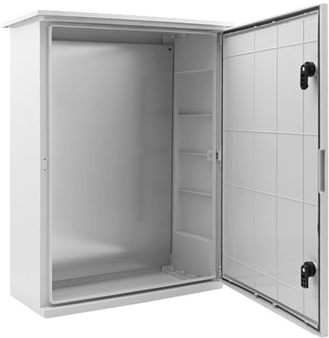 BOXEXPERT® Verteilerkasten außen wasserdicht mit Regendach [Schutzklasse IP65, ABS Kunststoff] 700x500x245mm (Serie Fleet Roof) grau | Schaltschrank außen | Stromkasten Außenbereich | Schaltkasten