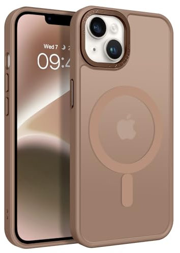 GaoBao Magnetic for iPhone 14 Plus Case,[Compatible with MagSafe] Slim Fit iPhone 14 Plus Phone Cases Thin Shockproof Translucent Matte Back Magnetic Protective Cover for iPhone 14 Plus 6.7,Brown