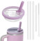 Leak Proof Lid with Straw for Stanley 40oz Cup Replacement Spill Proof Water Bottle Tumbler Flip Straw Lid for Stanley Quencher 1.2L Reusable Cover Set with 4 Straws and 1 Cleaning Brush (Purple)
