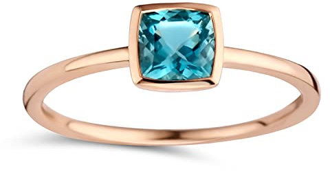 Bague Brillaxis or rose 18 caras topaze Blue London - 54