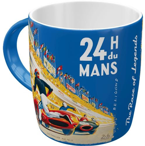 Nostalgic-Art Retro Kaffeebecher, 330 ml, 24h Le Mans – Racing Poster Blue – Geschenk-Idee für Motor-Fans, Original Lizenzprodukt (OLP), Keramik-Tasse für Kaffee, Vintage Design