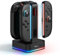TRANSNOVO Charging Dock for Nintendo Switch 2, 4-Slot Magnetic Controller Charger with LED Indicator, 9 RGB Modes Gaming Lights, 8 Game Card Storage Slots & Simultaneous Charging for 1-4 Joy-Cons