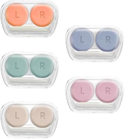 VONJUMA 5 Pcs Étuis À Lentilles De Contact Boîtes À Lentilles De Contact Anti-Fuite Coloré Étui De Lentilles De Contact Lentilles De Contact Stockage Annuel Pour La Maison Et Les Voyages