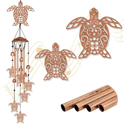 BEUNITONE Grand carillon éolien en aluminium de 83,8 cm - Ton profond - Avec attrape-vent tortue - Condoléances pour la perte de votre mère bien-aimée, père - Métal pour jardin, terrasse, balcon