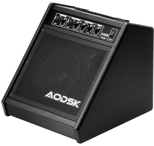 AODSK 30W Professional Electronic Drum Amplifier | Dual Speakers (8 Woofer + 2 Tweeter) | Compatible with Keyboard/Bass/Synthesizer | AUX Input + Recording Output | Treble/Mid Control (UAA-08)