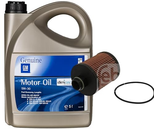EISENFELS Inspektionspaket Filterset erstellt mit 5 Liter GM Motoröl 5W-30 Dexos 2 Fuel Economy Longlife Ölfilter