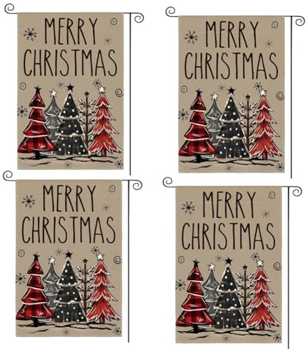 Bosiyrggrl Christmas Garden Flag Outdoor Yard Decoration Polyester Three-Layer Merry Christmas Garden Flag Style 2