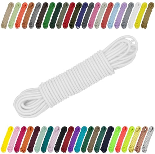 CARTONARE Gummikordel 2mm 3mm Elastische Schnur für Nähen, Basteln & Outdoor – Rundgummi, Expanderseil, Gummiband (501) Weiß, 2mm x 2m