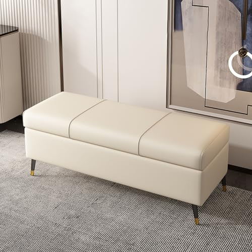 Stilvolle beige Holzbank für Schlafzimmer, Eingangsbereich, Hocker und Make-up-Stuhl, dekorativer Wohnzimmerakzent, Nachttisch, funktionale Möbel (110 x 40 x 40 cm)
