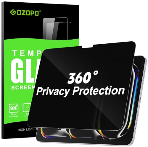 GOZOPO 360° Sichtschutz Folie für iPad Pro 11 Zoll (2025/2024, M5/ M4) | 4-Wege Anti-Spy Panzer Schutz Glas Displayschutz für iPad Pro 11'' 2025/2024