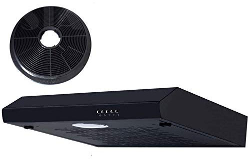 SIA STH60BL 60cm Black Slimline Visor Cooker Hood Kitchen Fan And Carbon Filter