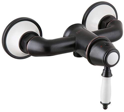 PaulGurkes Nostalgie Duscharmatur im Retro Design Einhandmischer schwarz Landhausstil Mischbatterie Armatur für Dusche schwarze Duscharmatur Aufputz Mischbatterie Wasserhahn für Duschen Brausebatterie