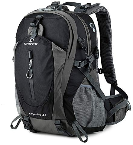 FENGDONG 40L Wasserdichter leichter Outdoor-Tagesrucksack für Wandern, Camping, Reiserucksack für Männer und Frauen, schwarz