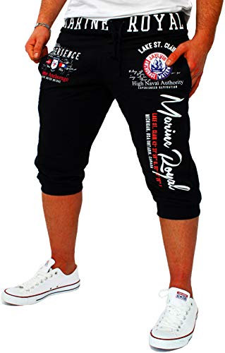 Jaylvis Herren Short Shorts Bermuda Kurze Hose Sommer Steetwear 3/4 Marine Royal Camouflage (B.3484) (5XL, Schwarz)
