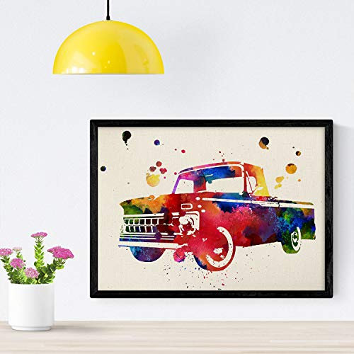 Nacnic Plakat Alter LKW mit Aquarellentwurf. Mischen Sie mit Aquarell-Stylesheets für die Innendekoration. A4-Format