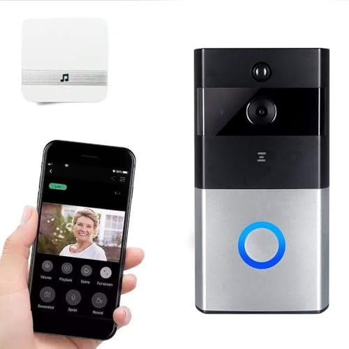 YLXD Campanello Video Senza Fili,Campanello Videocitofono HD Citofono Radio WiFi,Rilevatore di Movimento PIR, Visione Notturna e Fotocamera Grandangolare 166 °,con Ricevitore a Campana