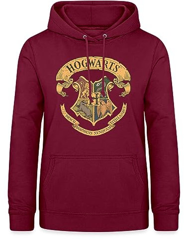 Spreadshirt Harry Potter Pullover Damen Mit Hogwarts Wappen - Kuschliger Hoodie - Offizieller Fanartikel, S, Bordeaux