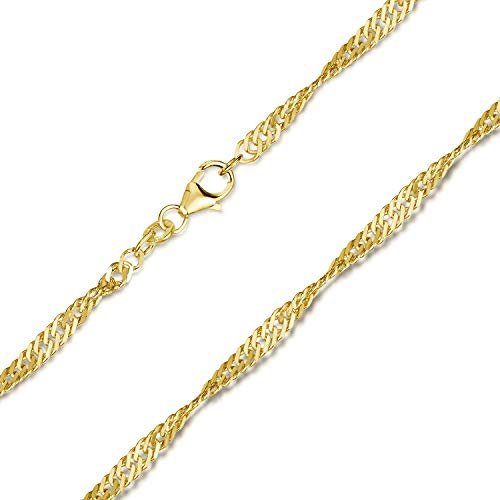 MATERIA by Matthias Wagner Goldkette Damen 333 Echtgold - 50cm Singapurkette 3mm ohne Anhänger massiv K117-50