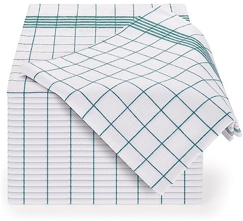 Blumtal ensemble de torchon cusine premium 50x70 cm en coton - lot de 5 - qualité certifiée OEKO-TEX - torchon vaisselle - lavables jusqu'à 95°C - ultra absorbant - design élégant à carreaux - en vert