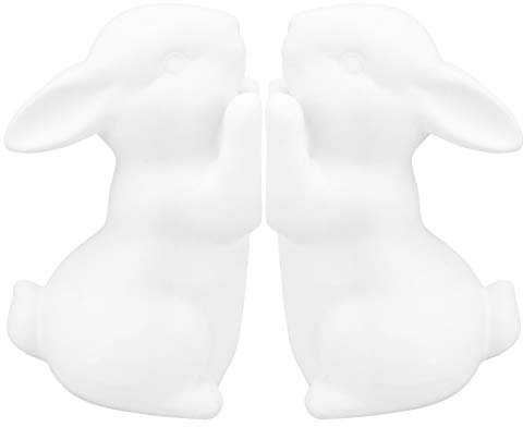 Garneck 2Pcs Bunny Buchstützen Ostern Kaninchen Figurine Keramik Tier Buchstütze Ostern Desktop Dekorationen für Ostern Party Favor