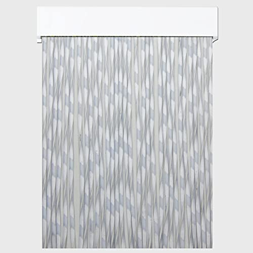 Cortinas Exterior Puerta de Cordon Arae | Material Plastico PVC y Barra Aluminio | Ideal para Terraza y Porche | Antimoscas | Blanco | 210 * 120