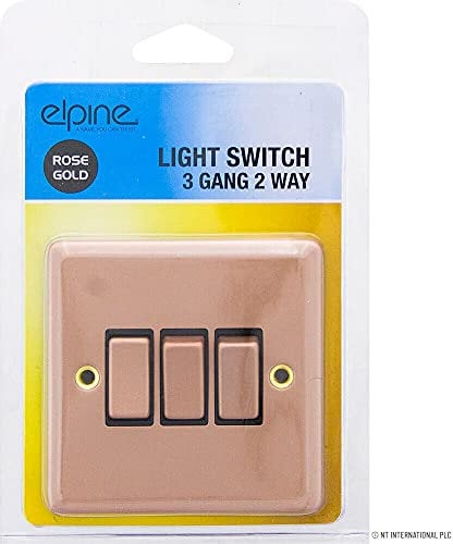 NEW ROSE GOLD SINGLE LIGHT SWITCH 3 GANG 2 WAY ON/OFF WITH FIXING SCREW HOME