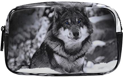 Schnee Winter Einsamer Wolf Federmäppchen Federtaschen Mäppchen Große Kapazität Schlamperbox Kosmetik Make-up Tasche für Jungen Mädchen Schule Schüler