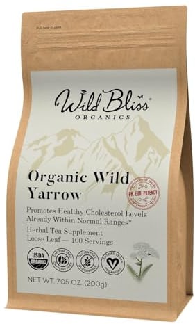 Wild Bliss Organic Yarrow Flower Tea, Loose Leaf, 100 Servings