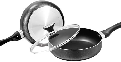 AM Home and Kitchen - Induction Frying Pan with Lid Non Stick, Saute Pan with Lid, Wok Non Stick with Lid, Frying Pan for Induction Hob (28 cm)