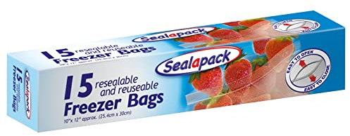 Sealapack Extra Large Freezer Bags, Resealable & Reuseable Pack Of 15 Bags