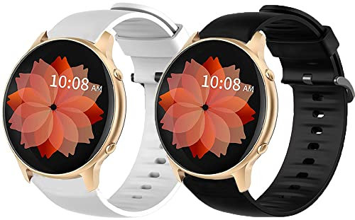 Blueshaweu Armband Kompatibel Für TUYOMA 1,28 Zoll Smartwatch Damen, Sport Silikon Classic Ersatz Uhrenarmband Für TUYOMA LW36 Smartwatch (schwarz+weiß)