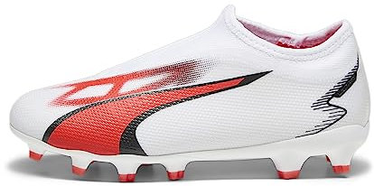 PUMA Ultra Match LL FG/AG JR, Zapatillas de fútbol, White Black-Fire Orchid, 38 EU