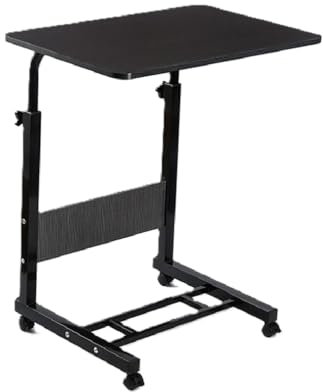 HOMION Table Adjustable Portable, Lounge Bedroom Furniture Living Tv Multi-Function Office Picnic Garden Compact Moving Table Wheelie Base Easy Moveable Camper Van Camping Caravan Sidetable (Black)