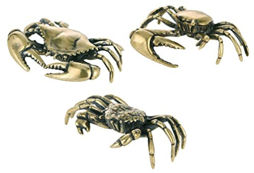 Veemoon Brass Crab Table Sculpture, Vintage Crawling Crab Decor Feng Shui Wealth Animal Figurine Ornaments Lucky Insects Small Statue Chinese Tea Pet Copper Collectible Figure - 3
