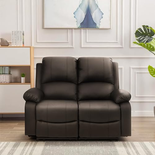 Comfy Living Reclining Faux Leather Sofa Set In Brown or Black- 3 Piece, 2 Piece, Armchair (Brown, 2 Seat Only)