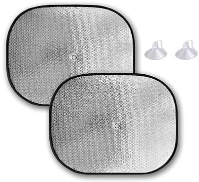 AUTOZOCO Parasol para ventanilla, Protector Solar para Ventana Coche, Parasol para automóvil, Universal, Medidas 38.5 x 44 cm, Incluye ventosas, 2 Unidades