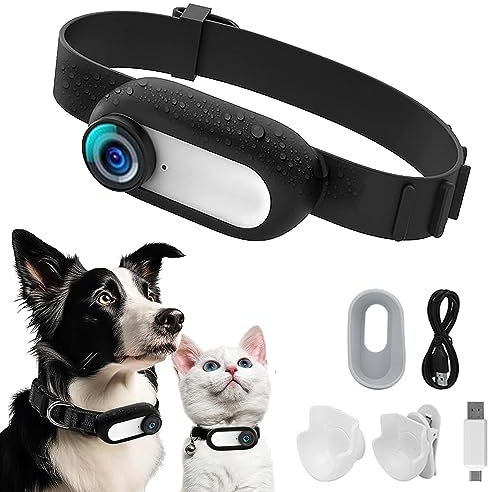 HD 1080P Dog Tracker Collar, No WiFi Needed, Cat Collars, Sport/Action Camera with Video Records, Indoor Outdoor Mini Body Camera, Wireless Collar,