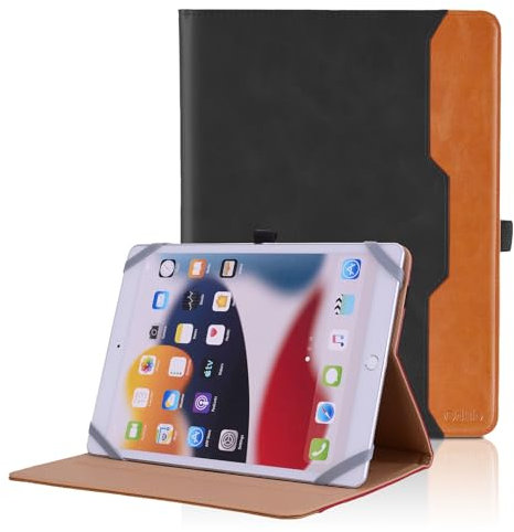 Custodia Universale per 9-11'' Tablet Business Premium Pelle PU Leather Multi-Viewing Angles Stand Folio Cover con Tasca Case per 9.7 10 10.1 10.2 10.3 10.4 10.5 10.6 10.9 Pollici Tablet, Nero