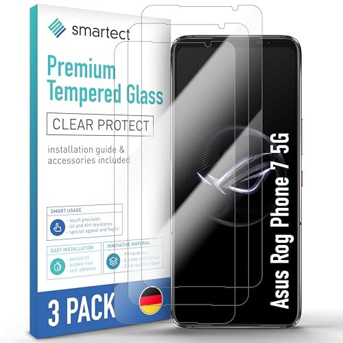smartect Schutzglas [3 Stück, Klar] kompatibel mit Asus Rog Phone 7 5G / 7 Ultimate, HD Schutzfolie Anti-Kratzer, Blasenfrei, 9H Härte, 0.3 mm Ultra-klar, Ultrabeständig