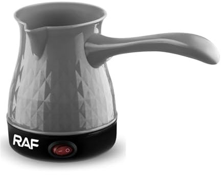 BURLOE Electric Coffee Machine, Turkish & Arabic Coffee Maker in Stainless Steel with Removable Handle, Gray