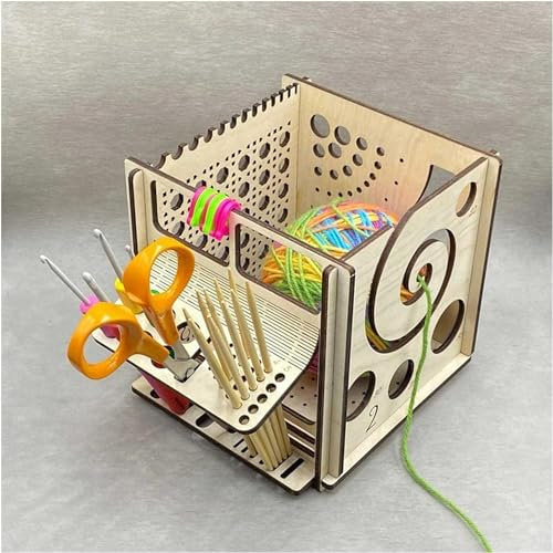 All-in-one Wooden Yarn Bowl,Multifunctional Knitting Tool Crochet Bag Organizer,Gifts for Knitters (Only Box)