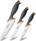 Kung Fu Carrot 3-Piece Premium Knife Set: Chef, Serrated, and Paring - with Comfort Soft Grip Handles