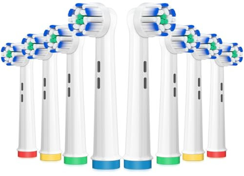 AnjoCare Ersatz-Zahnbürstenköpfe für Oral B, 8 Pack Sensible Zahnbürstenköpfe, Ultradünne Bürstenköpfe kompatibel mit Oral B Professional Care/Vitality/Pro/Smart/Genius Serie...