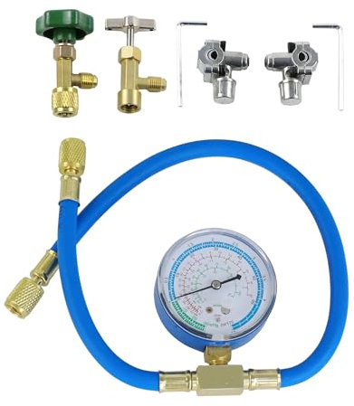 Wisepick R290 und R600A Ladeschlauch und Messgerät Set mit Dosenhahn und BPV31 Bullet Piercing Ventilen