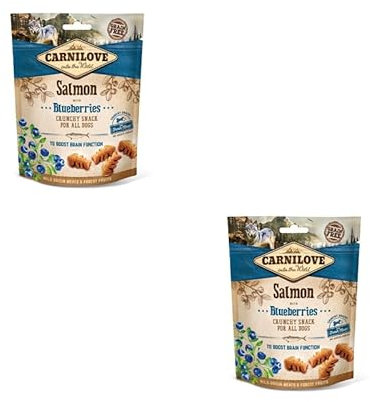 Carnilove Crunchy Snack Salmon with Blueberries | Doppelpack | 2 x 200 g | Snack mit Lachs und Blaubeeren für Hunde | Blaubeere als natürliche Quelle von Antioxidantien