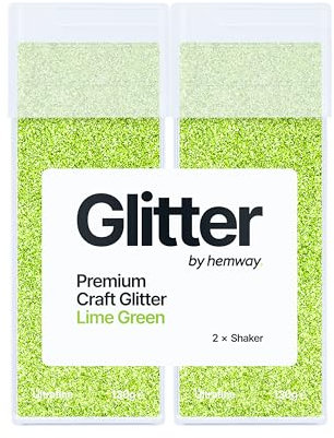 Hemway Premium Glitter Shakers - Lime Green | Ultrafine Metallic Flake Sequins for Resin & Epoxy Crafts | Craft Supplies for Tumblers, Festival, Hair, Face, Body, Eye & Nail Art | 130 g (2 Pack)